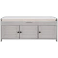 Banc de rangement ottoman rembourré avec armoire à 3 portes persiennes