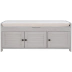 Banc de rangement ottoman rembourré avec armoire à 3 portes persiennes