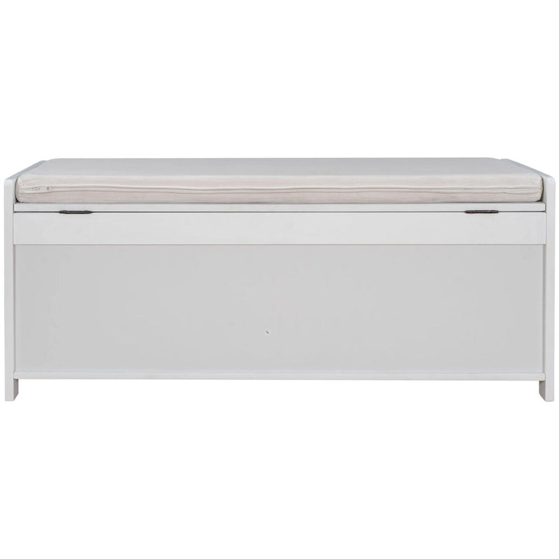 Banc de rangement ottoman rembourré avec armoire à 3 portes persiennes