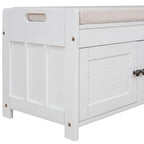 Banc de rangement ottoman rembourré avec armoire à 3 portes persiennes