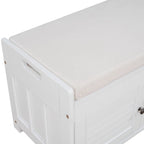 Banc de rangement ottoman rembourré avec armoire à 3 portes persiennes
