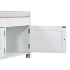 Banc de rangement ottoman rembourré avec armoire à 3 portes persiennes