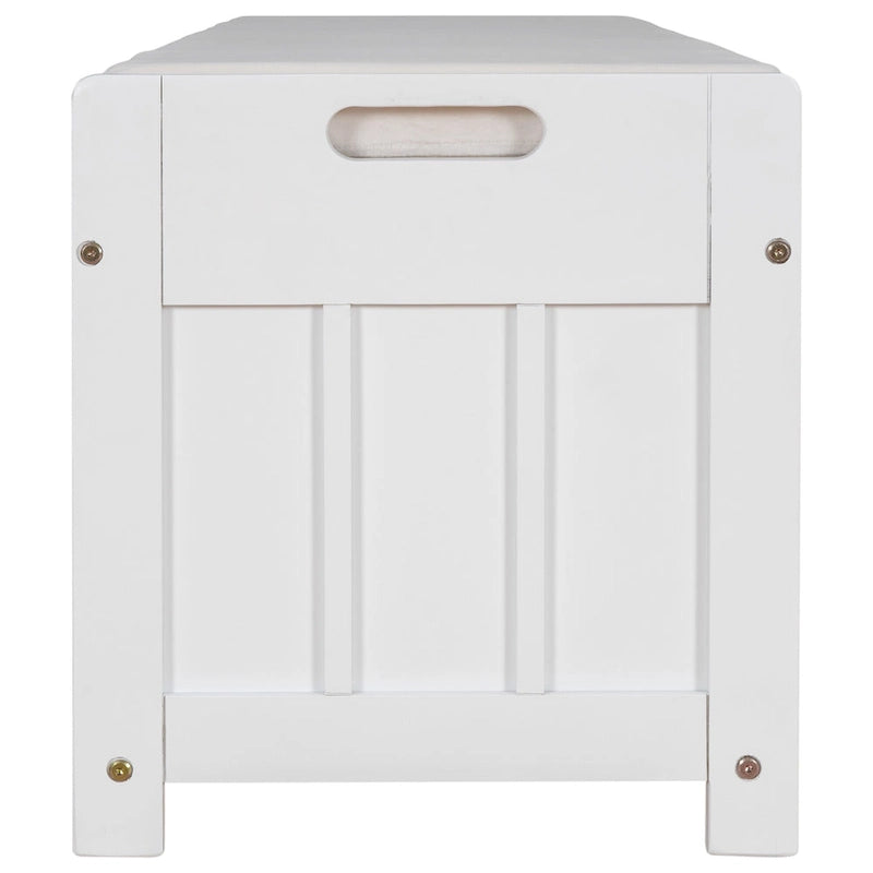 Banc de rangement ottoman rembourré avec armoire à 3 portes persiennes