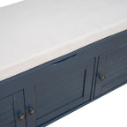 Banc de rangement ottoman rembourré avec armoire à 3 portes persiennes