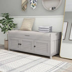 Banc de rangement ottoman rembourré avec armoire à 3 portes persiennes