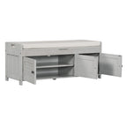 Banc de rangement ottoman rembourré avec armoire à 3 portes persiennes