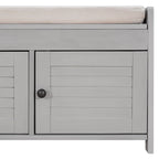 Banc de rangement ottoman rembourré avec armoire à 3 portes persiennes