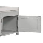 Banc de rangement ottoman rembourré avec armoire à 3 portes persiennes