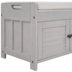 Banc de rangement ottoman rembourré avec armoire à 3 portes persiennes