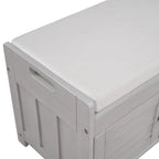 Banc de rangement ottoman rembourré avec armoire à 3 portes persiennes