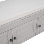Banc de rangement ottoman rembourré avec armoire à 3 portes persiennes