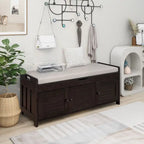 Banc de rangement ottoman rembourré avec armoire à 3 portes persiennes
