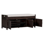 Banc de rangement ottoman rembourré avec armoire à 3 portes persiennes