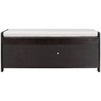 Banc de rangement ottoman rembourré avec armoire à 3 portes persiennes
