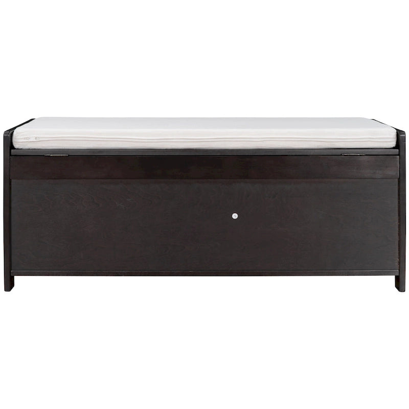 Banc de rangement ottoman rembourré avec armoire à 3 portes persiennes