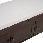 Banc de rangement ottoman rembourré avec armoire à 3 portes persiennes