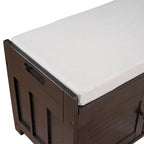 Banc de rangement ottoman rembourré avec armoire à 3 portes persiennes