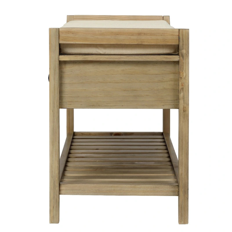 Meuble à chaussures avec assise capitonnée et tiroirs, banc de rangement multifonction pour entrée