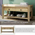 Meuble à chaussures avec assise capitonnée et tiroirs, banc de rangement multifonction pour entrée
