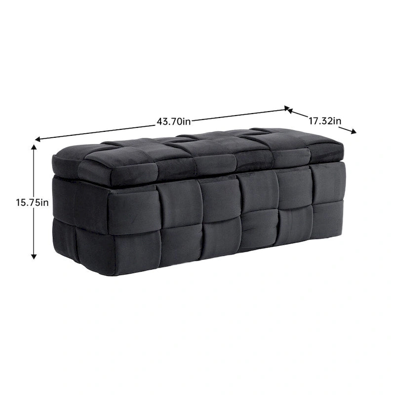 Pouffre de rangement, Banc de bout de lit de chambre à coucher, Pouffre de rangement rembourré en tissu