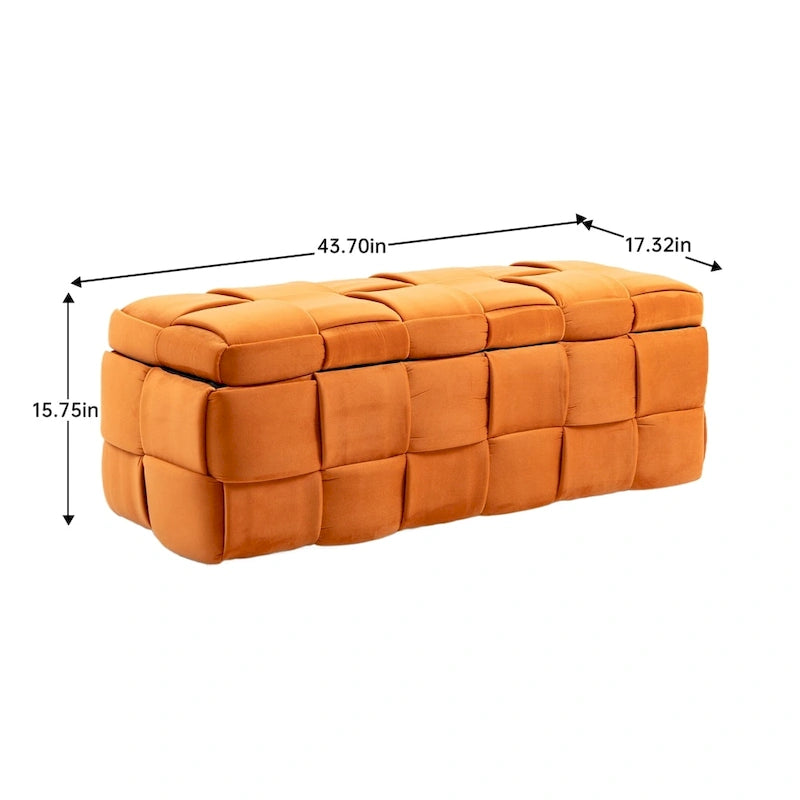 Pouffre de rangement, Banc de bout de lit de chambre à coucher, Pouffre de rangement rembourré en tissu