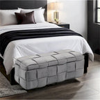 Pouffre de rangement, Banc de bout de lit de chambre à coucher, Pouffre de rangement rembourré en tissu