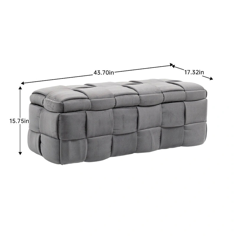 Pouffre de rangement, Banc de bout de lit de chambre à coucher, Pouffre de rangement rembourré en tissu