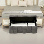 Pouffre de rangement, Banc de bout de lit de chambre à coucher, Pouffre de rangement rembourré en tissu