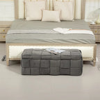Pouffre de rangement, Banc de bout de lit de chambre à coucher, Pouffre de rangement rembourré en tissu