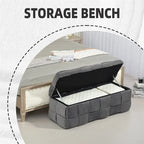 Pouffre de rangement, Banc de bout de lit de chambre à coucher, Pouffre de rangement rembourré en tissu