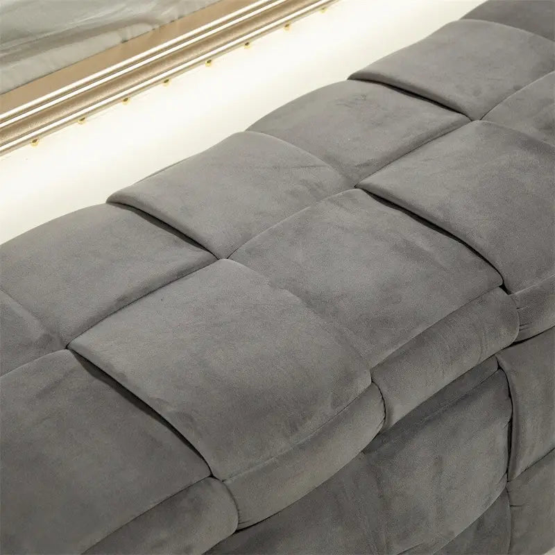 Pouffre de rangement, Banc de bout de lit de chambre à coucher, Pouffre de rangement rembourré en tissu