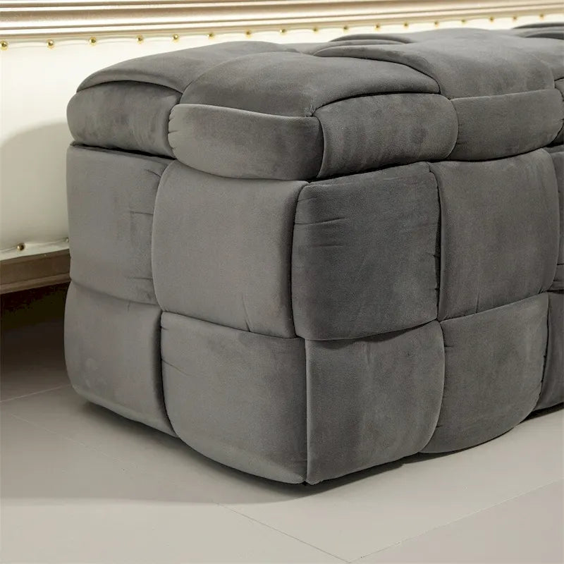 Pouffre de rangement, Banc de bout de lit de chambre à coucher, Pouffre de rangement rembourré en tissu