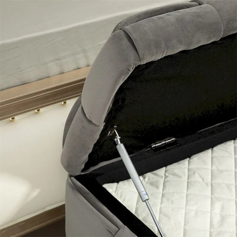 Pouffre de rangement, Banc de bout de lit de chambre à coucher, Pouffre de rangement rembourré en tissu