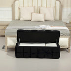 Pouffre de rangement, Banc de bout de lit de chambre à coucher, Pouffre de rangement rembourré en tissu