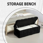 Pouffre de rangement, Banc de bout de lit de chambre à coucher, Pouffre de rangement rembourré en tissu