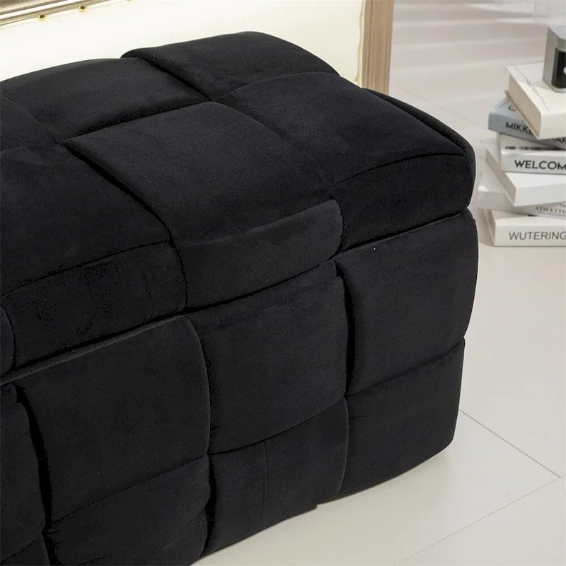 Pouffre de rangement, Banc de bout de lit de chambre à coucher, Pouffre de rangement rembourré en tissu