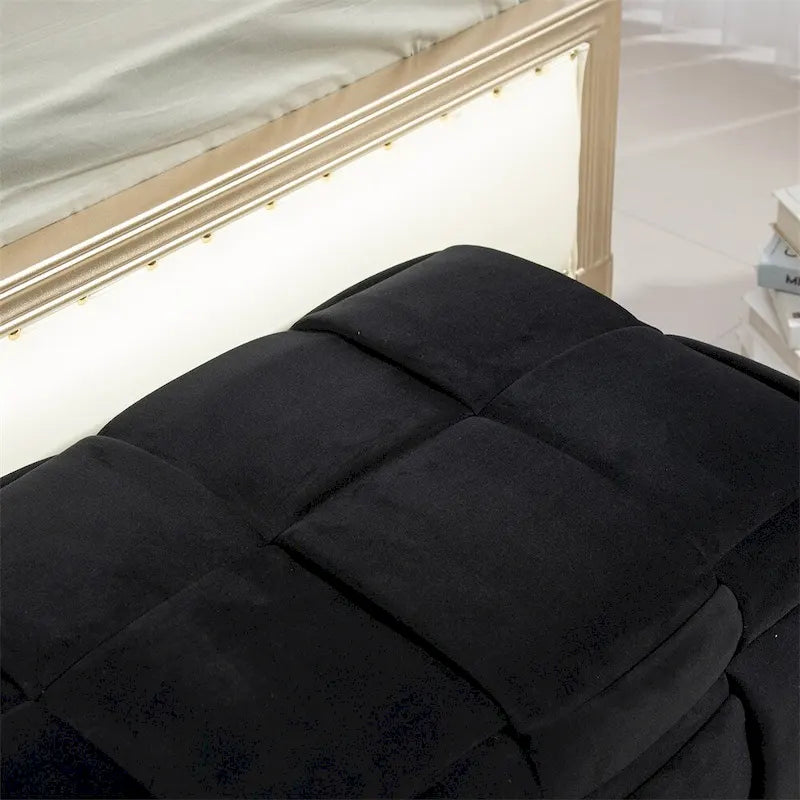 Pouffre de rangement, Banc de bout de lit de chambre à coucher, Pouffre de rangement rembourré en tissu
