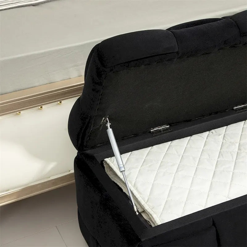 Pouffre de rangement, Banc de bout de lit de chambre à coucher, Pouffre de rangement rembourré en tissu