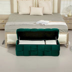 Pouffre de rangement, Banc de bout de lit de chambre à coucher, Pouffre de rangement rembourré en tissu