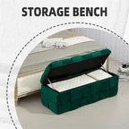 Pouffre de rangement, Banc de bout de lit de chambre à coucher, Pouffre de rangement rembourré en tissu