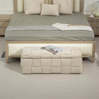 Pouffre de rangement, Banc de bout de lit de chambre à coucher, Pouffre de rangement rembourré en tissu