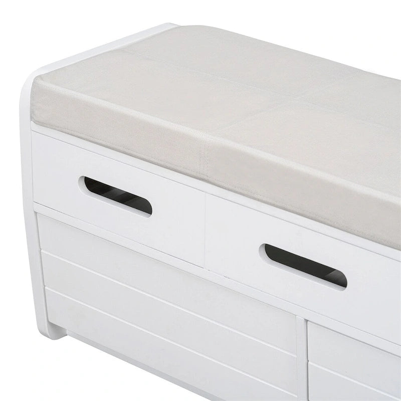 Banc de rangement rustique avec 2 tiroirs, espace de rangement dissimulé, banc à chaussures