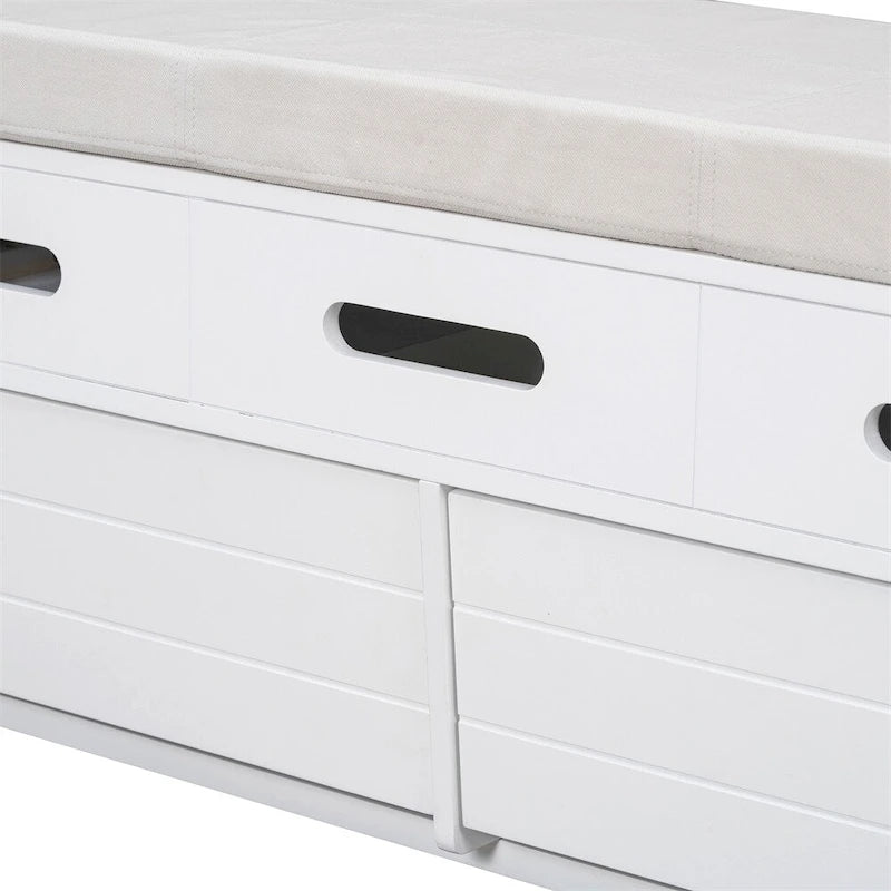 Banc de rangement rustique avec 2 tiroirs, espace de rangement dissimulé, banc à chaussures