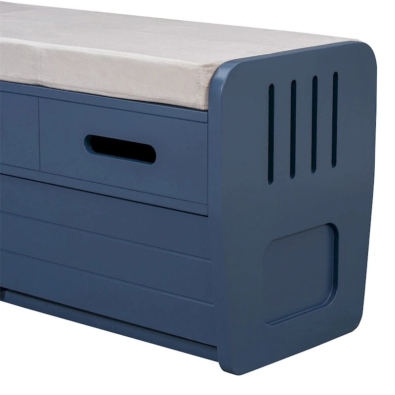 Banc de rangement rustique avec 2 tiroirs, espace de rangement dissimulé, banc à chaussures