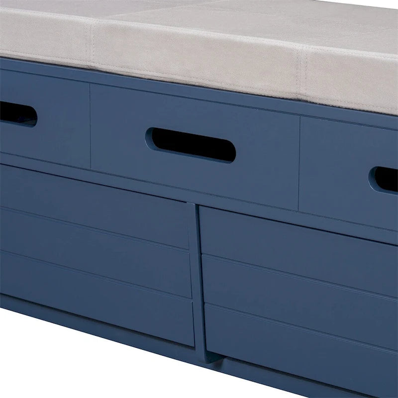 Banc de rangement rustique avec 2 tiroirs, espace de rangement dissimulé, banc à chaussures