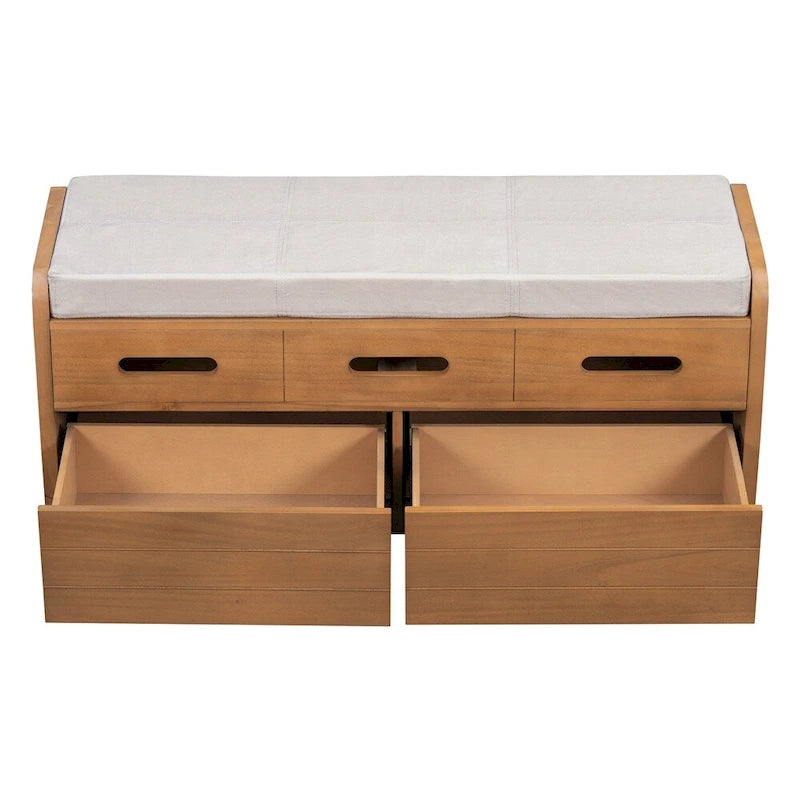 Banc de rangement rustique avec 2 tiroirs, espace de rangement dissimulé, banc à chaussures