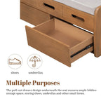 Banc de rangement rustique avec 2 tiroirs, espace de rangement dissimulé, banc à chaussures