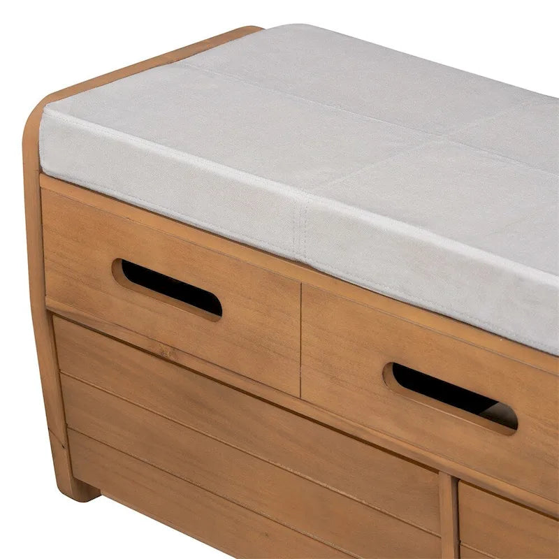 Banc de rangement rustique avec 2 tiroirs, espace de rangement dissimulé, banc à chaussures