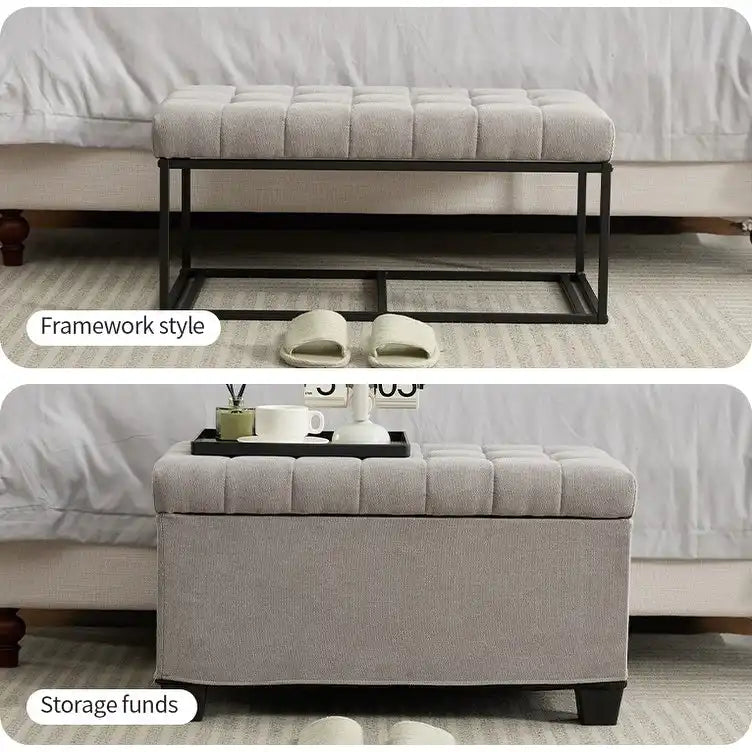 Banc de rangement ottoman, repose-pieds avec pieds, 40,6 x 76,2 x 40,9 cm, banc de bout de lit, coffre de rangement, charge maximale de 300 kg