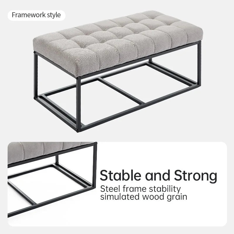 Banc de rangement ottoman, repose-pieds avec pieds, 40,6 x 76,2 x 40,9 cm, banc de bout de lit, coffre de rangement, charge maximale de 300 kg